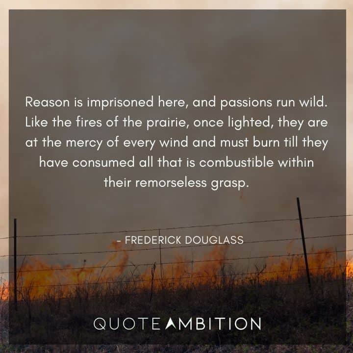 Frederick Douglass Quote - Reason is imprisoned here, and passions run wild.