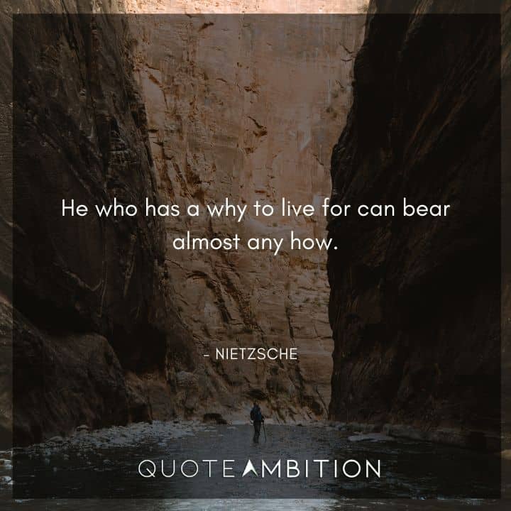 Friedrich Nietzsche Quote - He who has a why to live for can bear almost any how.