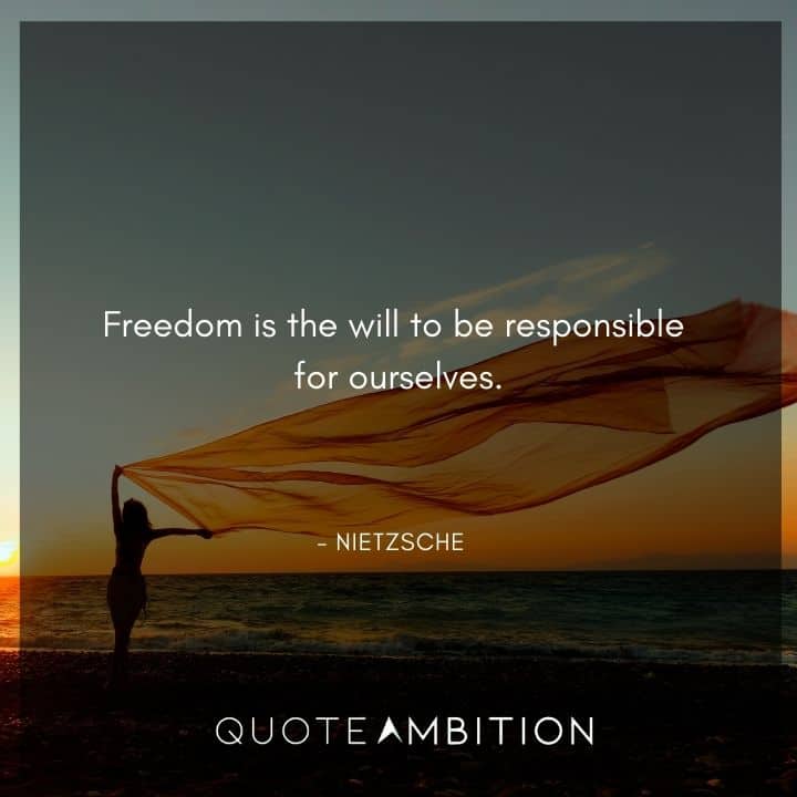 Friedrich Nietzsche Quote - Freedom is the will to be responsible for ourselves.