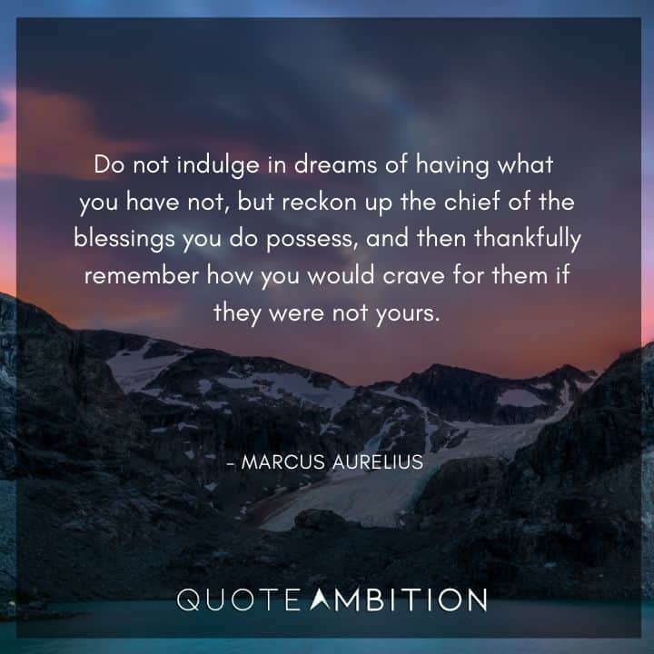 Marcus Aurelius Quote - Do not indulge in dreams of having what you have not.