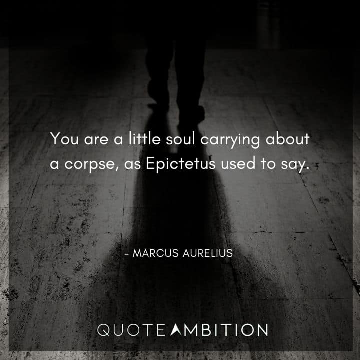 Marcus Aurelius Quote - You are a little soul carrying about a corpse, as Epictetus used to say.