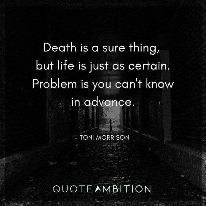 Toni Morrison Quote - Death is a sure thing, but life is just as certain.