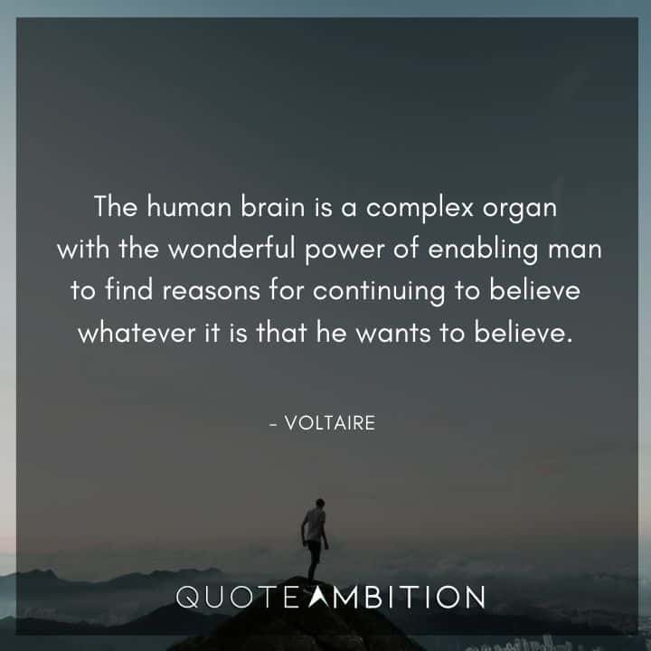 Voltaire Quote - The human brain is a complex organ