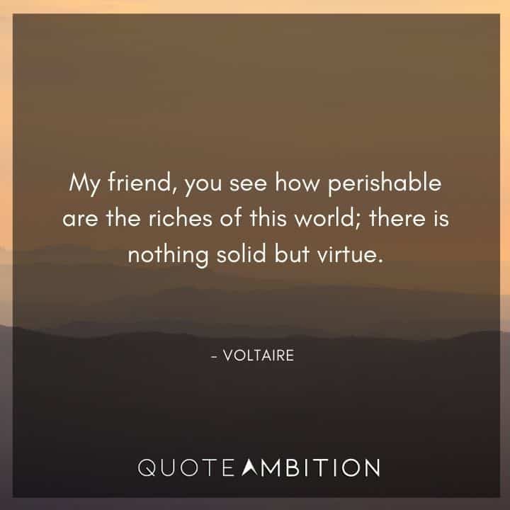 Voltaire Quote - My friend, you see how perishable are the riches of this world