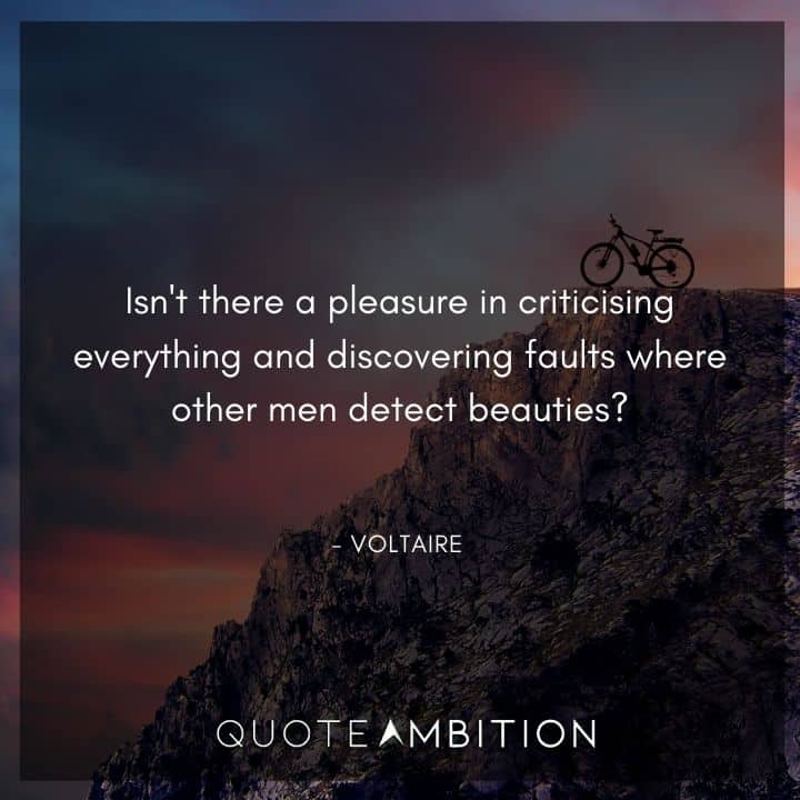 Voltaire Quote - Isn't there a pleasure in criticising everything