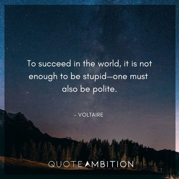 Voltaire Quote - To succeed in the world, it is not enough to be stupid