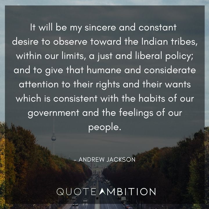 Andrew Jackson Quotes - It will be my sincere and constant desire to observe toward the Indian tribes.
