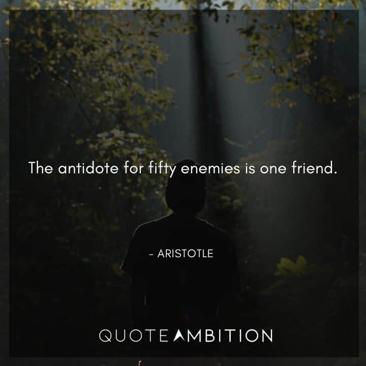 Aristotle Quote - The antidote for fifty enemies is one friend.