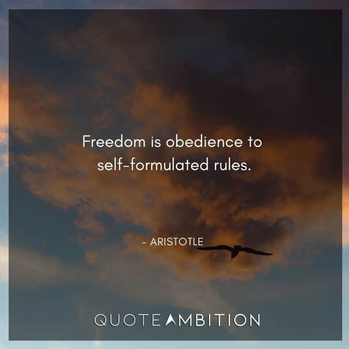 Aristotle Quote - Freedom is obedience to self-formulated rules.