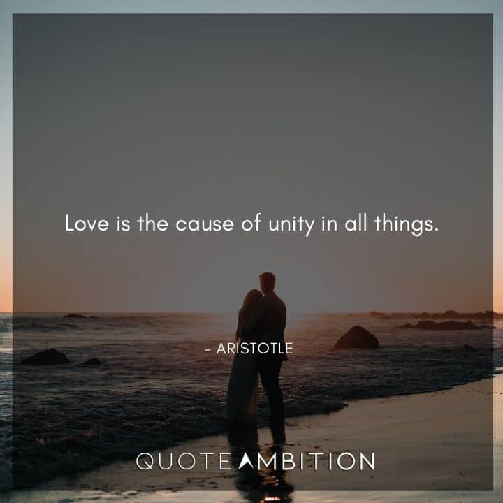 Aristotle Quote - Love is the cause of unity in all things.