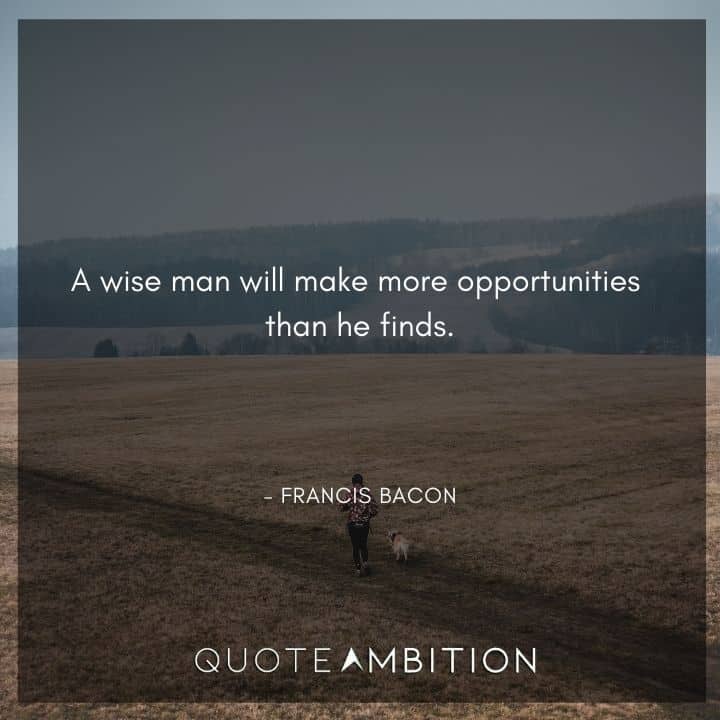Francis Bacon Quote - A wise man will make more opportunities than he finds.