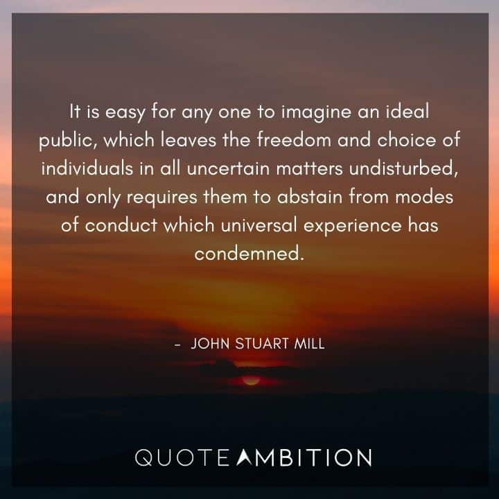 John Stuart Mill Quote - It is easy for any one to imagine an ideal public.