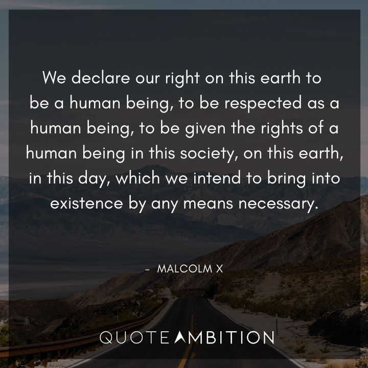 Malcolm X Quotes - We declare our right on this earth to be a human being.