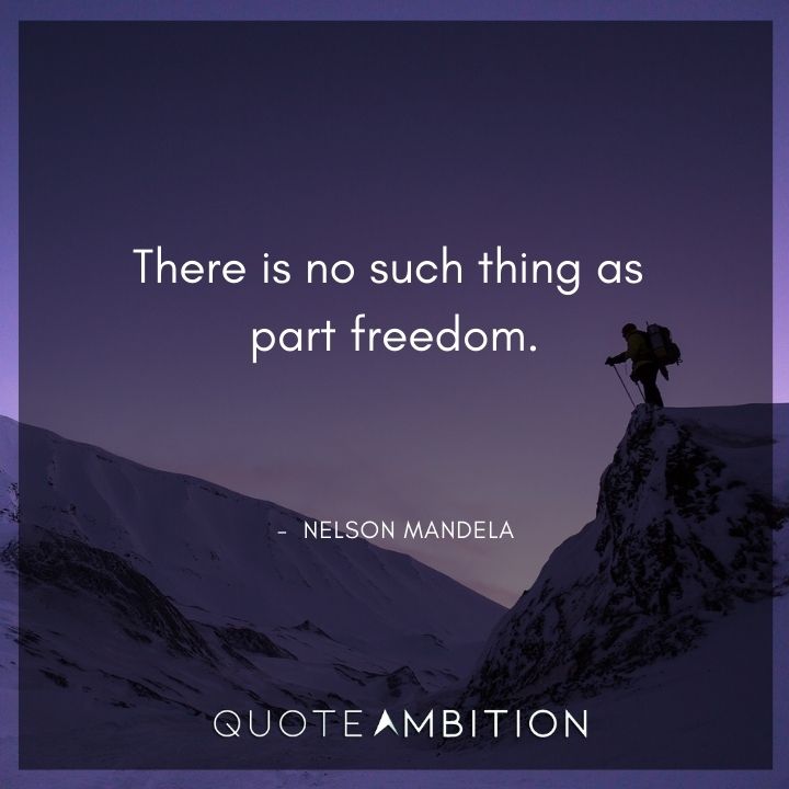 Nelson Mandela Quotes - There is no such thing as part freedom.