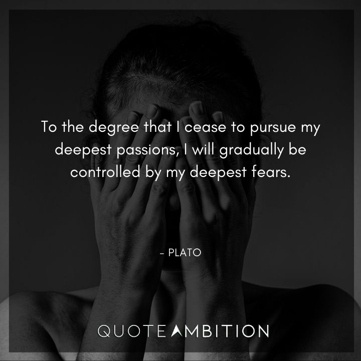 Plato Quote - To the degree that I cease to pursue my deepest passions, I will gradually be controlled by my deepest fears.