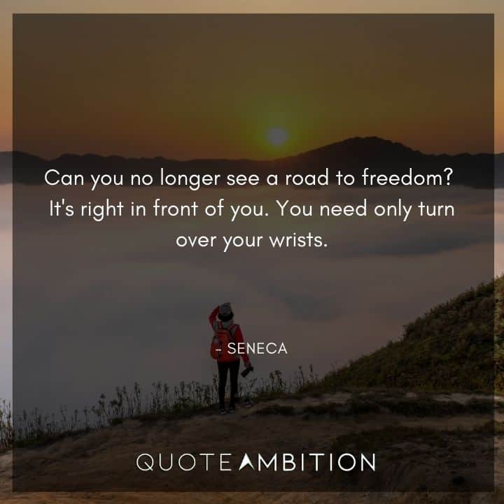 Seneca Quote - Can you no longer see a road to freedom? It's right in front of you.