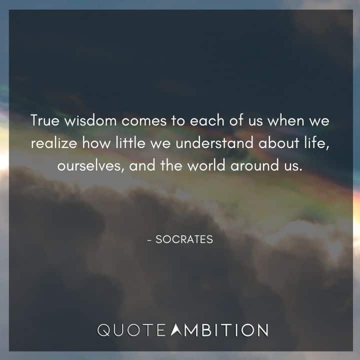Socrates Quote - True wisdom comes to each of us when we realize how little we understand about life, ourselves, and the world around us.