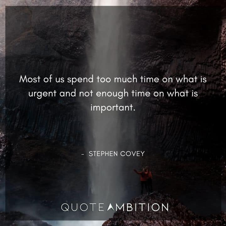 Stephen Covey Quotes - Most of us spend too much time on what is urgent.