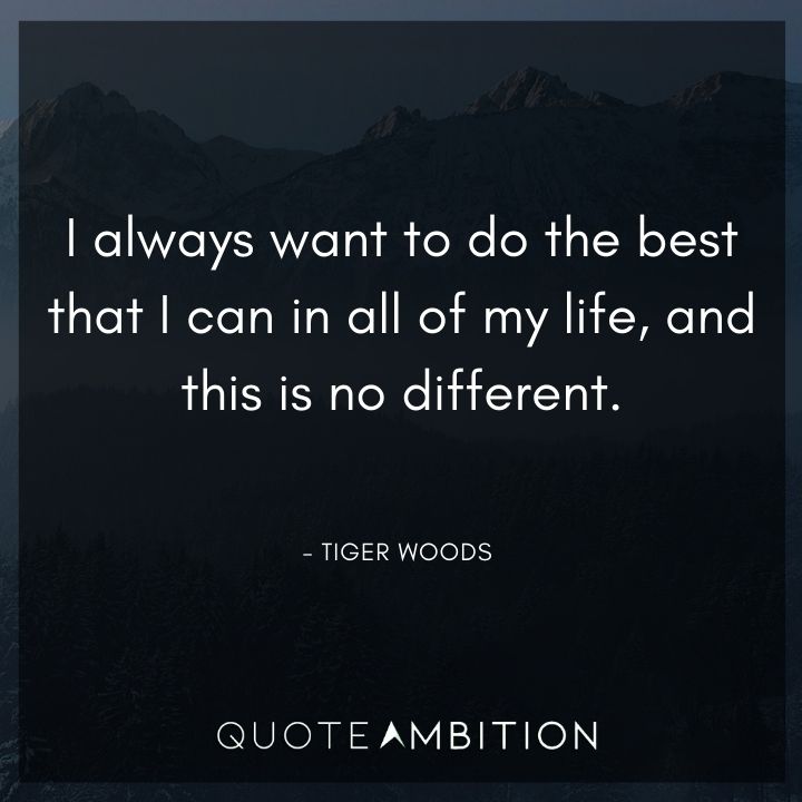 Tiger Woods Quotes - I always want to do the best that I can in all of my life.