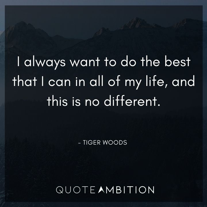 Tiger Woods Quotes - I always want to do the best that I can in all of my life.