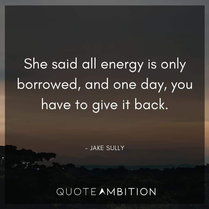 Avatar Quote - She said all energy is only borrowed, and one day, you have to give it back.