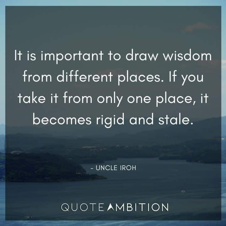 Avatar The Last Airbender Quote - It is important to draw wisdom from different places.