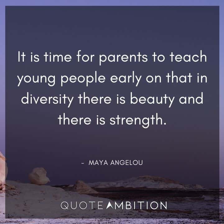 Black Lives Matter Quote - It is time for parents to teach young people early on that in diversity there is beauty and there is strength. -