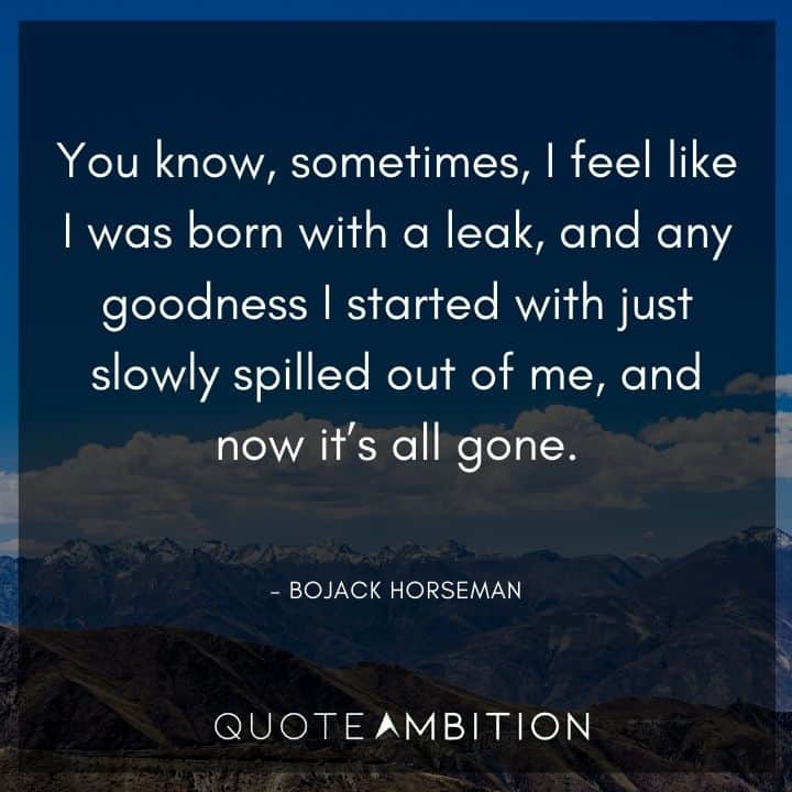 BoJack Horseman Quote - You know, sometimes, I feel like I was born with a leak.