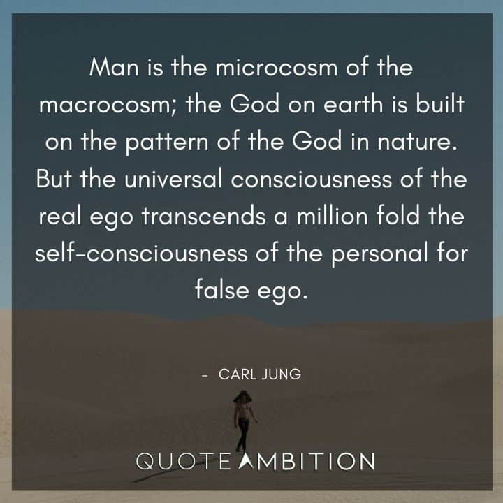 Carl Jung Quote - Man is the microcosm of the macrocosm; the God on earth is built on the pattern of the God in nature. 