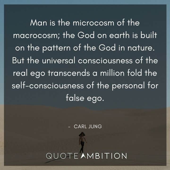 Carl Jung Quote - Man is the microcosm of the macrocosm; the God on earth is built on the pattern of the God in nature.