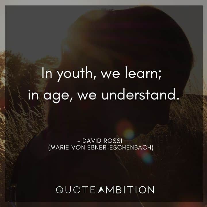 Criminal Minds Quote - In youth, we learn. In age, we understand.
