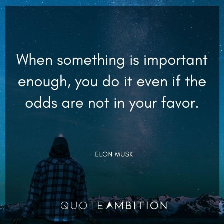 Elon Musk Quote - When something is important enough, you do it even if the odds are not in your favor.