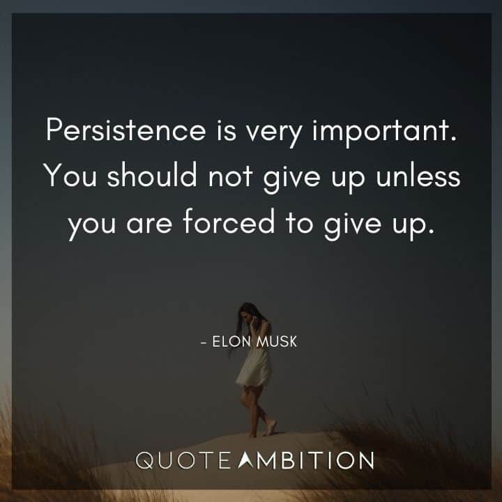 Elon Musk Quote - Persistence is very important. You should not give up unless you are forced to give up.