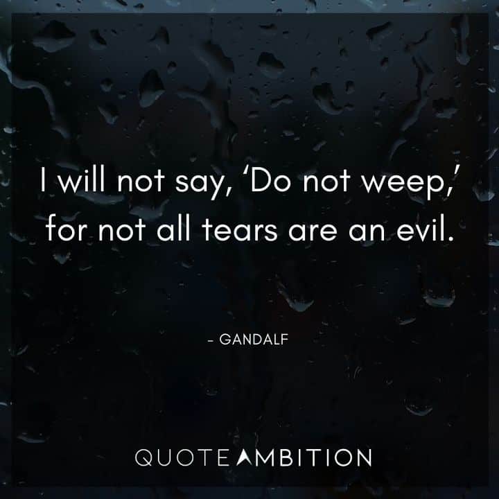 Gandalf Quote - I will not say, Do not weep, for not all tears are an evil.