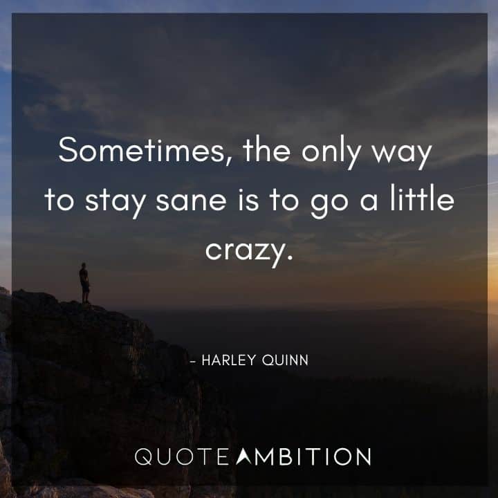 Harley Quinn Quote - Sometimes, the only way to stay sane is to go a little crazy.