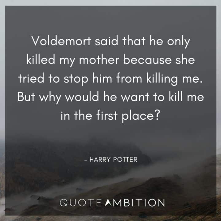 Harry Potter Quote - Voldemort said that he only killed my mother because she tried to stop him from killing me.