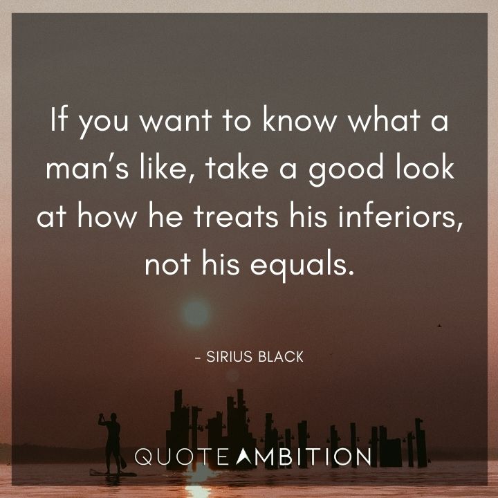 Harry Potter Quote - If you want to know what a man's like, take a good look at how he treats his inferiors, not his equals.