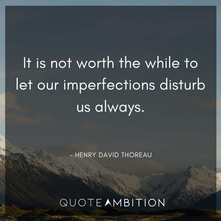 Henry David Thoreau Quote - It is not worth the while to let our imperfections disturb us always.