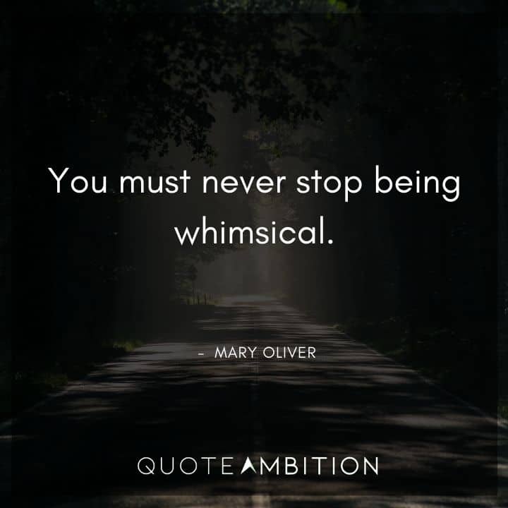 Mary Oliver Quote - You must never stop being whimsical.