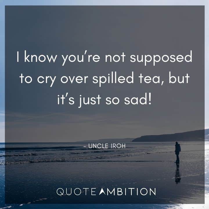 Uncle Iroh Quote - I know you're not supposed to cry over spilled tea, but it's just so sad!