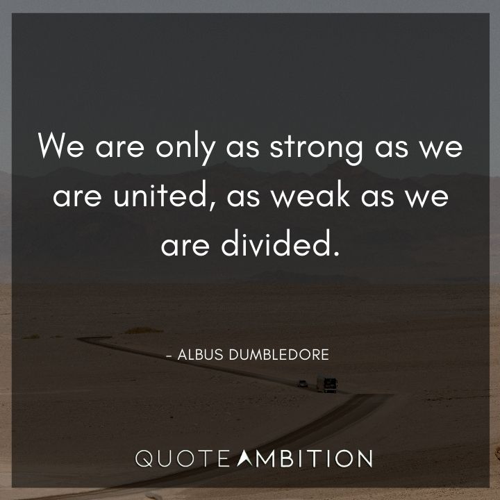 Albus Dumbledore Quote - We are only as strong as we are united, as weak as we are divided.