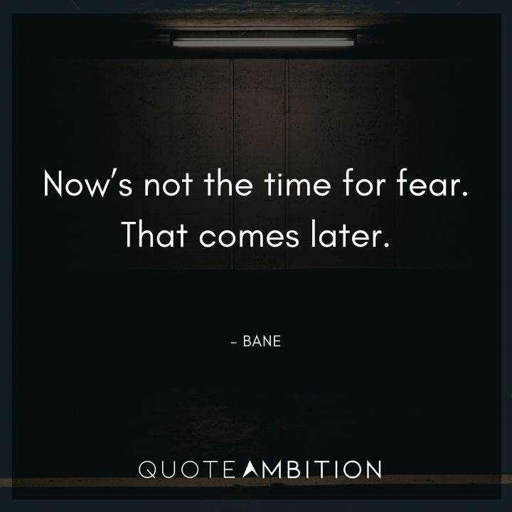 Batman Quote - Now's not the time for fear. That comes later.