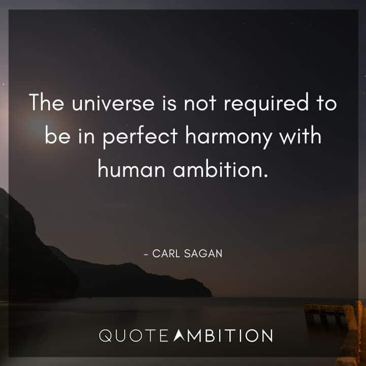 Carl Sagan Quote - The universe is not required to be in perfect harmony with human ambition.