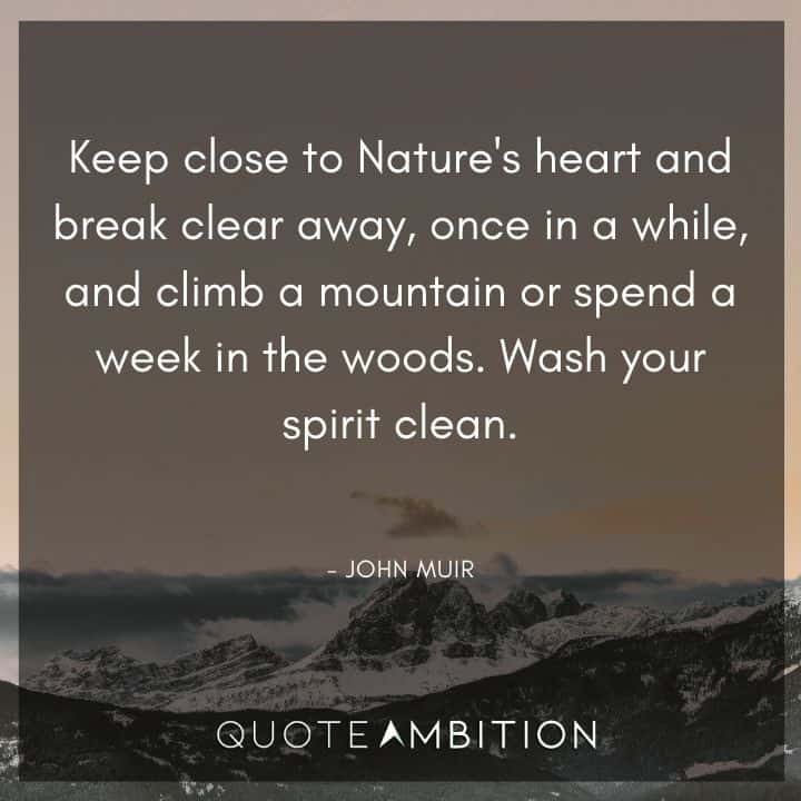 Earth Day Quote - Climb a mountain or spend a week in the woods. Wash your spirit clean.