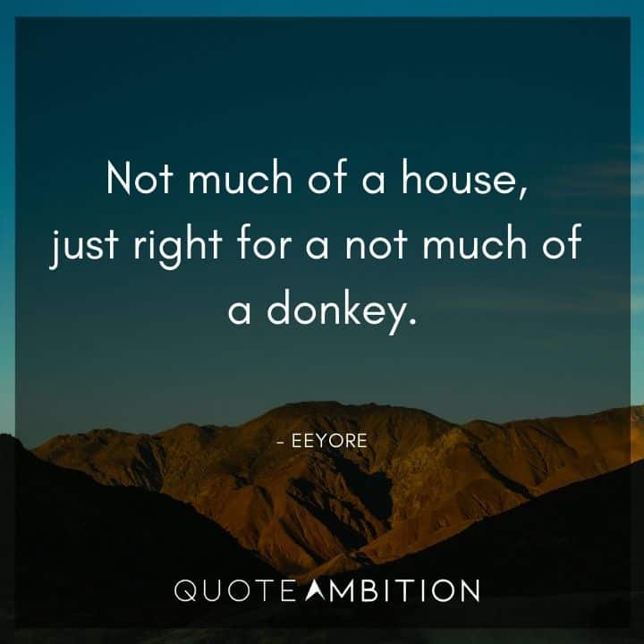 Eeyore Quote - Not much of a house, just right for a not much of a donkey.