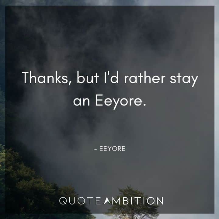 Eeyore Quote -Thanks, but I'd rather stay an Eeyore.