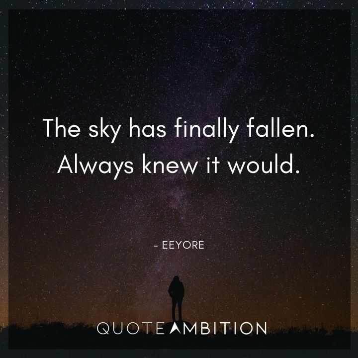 Eeyore Quote - The sky has finally fallen. Always knew it would.