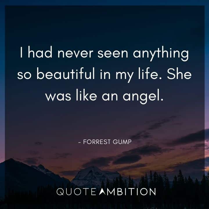 Forrest Gump Quote - I had never seen anything so beautiful in my life. She was like an angel.
