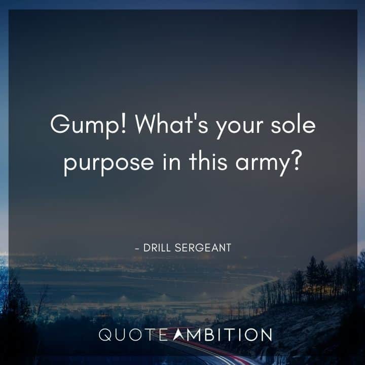 Forrest Gump Quote - Gump! What's your sole purpose in this army?