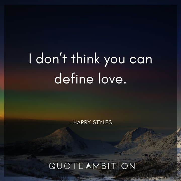 Harry Styles Quote - I don't think you can define love.